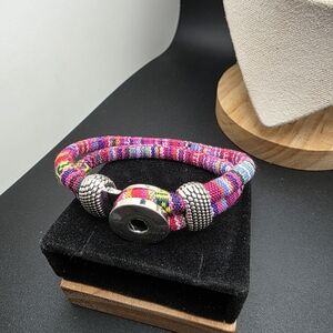 SNAP Bracelet Colorful Woven Bracelet with Silver Accents